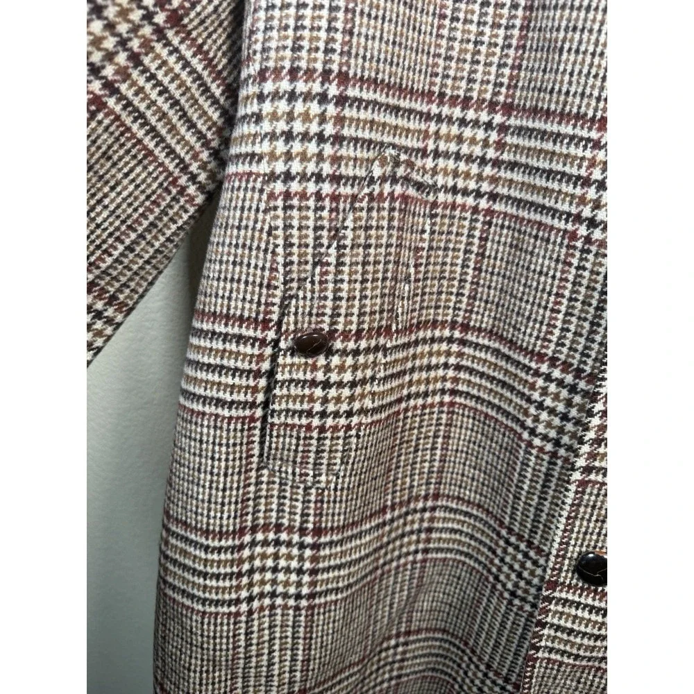 Vtg McGregor Men's Plaid Overcoat Sz 44 Glen Check‎ Wool Blend Belted Peacoat
